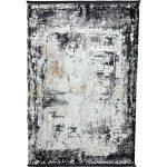 230 × 160cm Abstract Black, Grey & Cream Distressed Turkish Rug