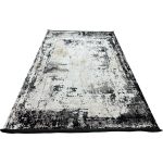 230 × 160cm Abstract Black, Grey & Cream Distressed Turkish Rug - Image 2