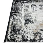 230 × 160cm Abstract Black, Grey & Cream Distressed Turkish Rug - Image 6