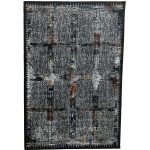 230 × 160cm Black Abstract Floral Grid Turkish Rug