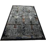 230 × 160cm Black Abstract Floral Grid Turkish Rug - Image 3