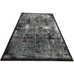 230 × 160cm Black Abstract Floral Grid Turkish Rug - Image 2