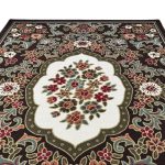 275cm x 200cm French Garden on Chocolate Brown Non-Slip Area Rug