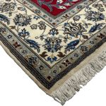 333 x 244cm Fine Persian Silk Nain Nohla Rug – Red Field with Ivory & Blue Medallion