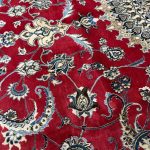 333 x 244cm Fine Persian Silk Nain Nohla Rug – Red Field with Ivory & Blue Medallion