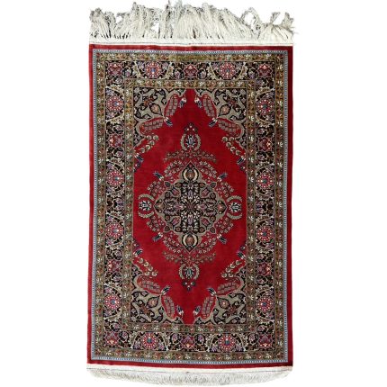 120 x 77cm Rare Antique Hand Woven Persian Floral 100% Pure Silk Qum Rug